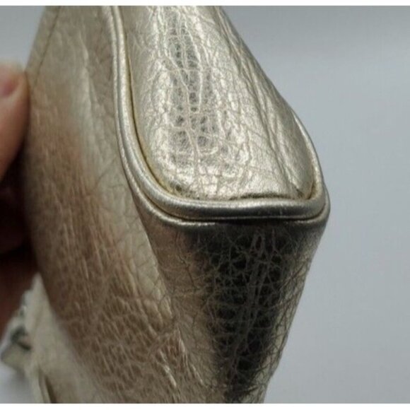 Coach Pebbled Gold Leather Small Zip Tassel Wristlet Removable Strap - Picture 7 of 13